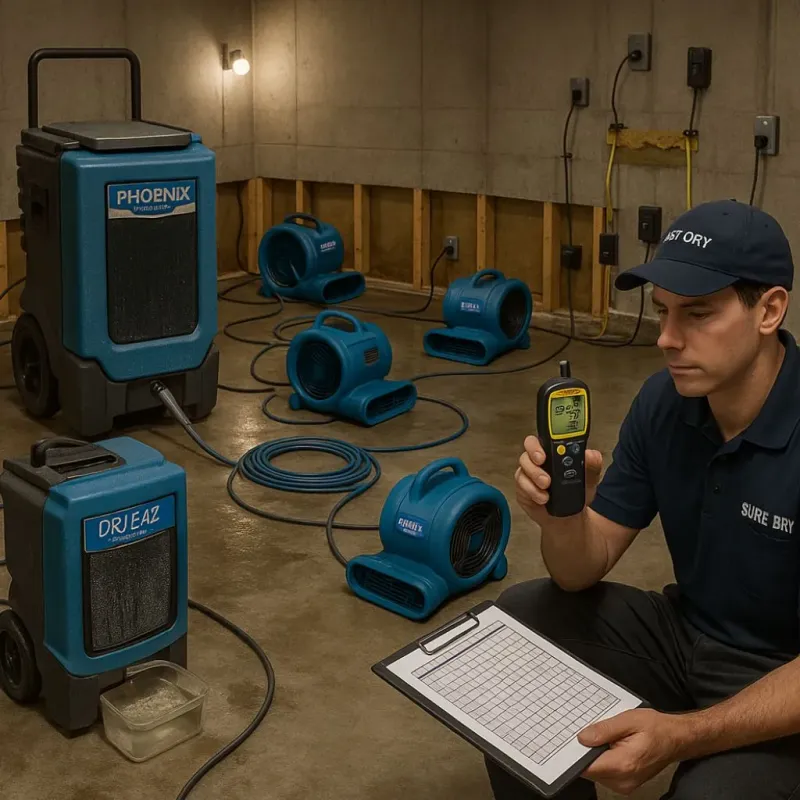 Structural Drying and Dehumidification process in Morrisville, PA